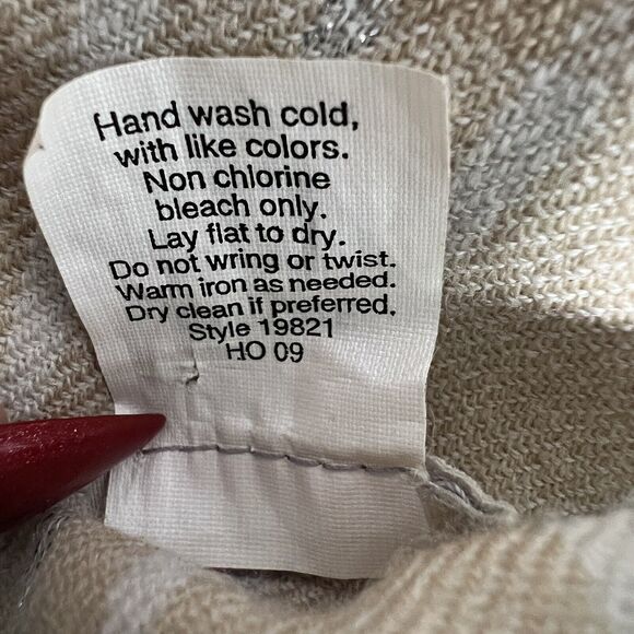 J. Crew Lambswool Plaid Scarf Preppy Beige Tan Silver Fall Winter Fringe 76"x20" - Picture 10 of 13